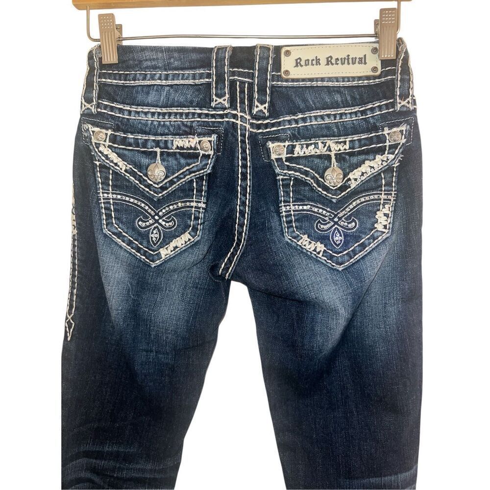 Rock Revival Blue Skinny Jeans with Stitch Detail - Picture 7 of 9